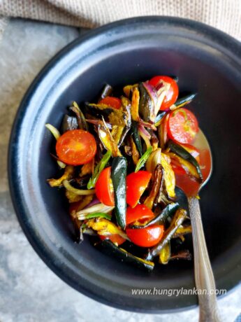 Air-fried eggplant salad